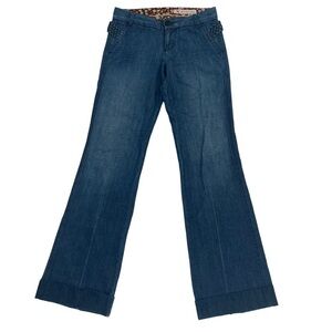 Meli Melo Wide Leg Cuffed Frayed Hem Jeans Size 25 Women's
